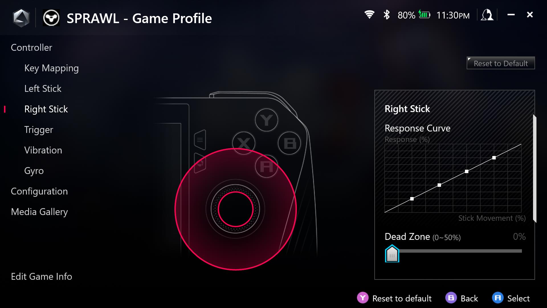 Response Curve game profile